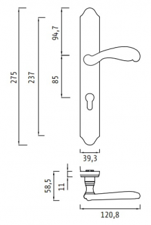 Ручка на длинной планке ARCHIE GENESIS FLOR BL. SILVER (PS) черненое серебро Проходная - фото 2